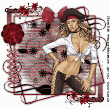 a picture of a woman in a pirate outfit with the website www.scottblairart.com
