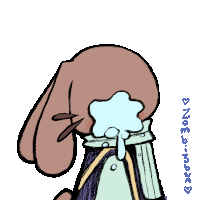 a drawing of a bunny with a tear coming out of its mouth
