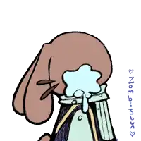 a drawing of a bunny with a tear coming out of its mouth
