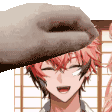 a person is putting a towel on a boy 's head in a pixel art style .