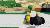 a cartoon character is playing a video game with a black object in the background