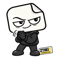 a cartoon character with a sticker on his head says ztikix everything gets a label