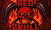 a red skull with a scythe and the words red skull below it
