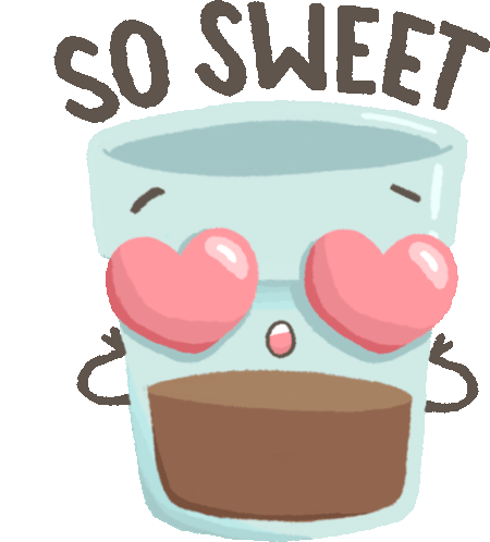 Chai With Popping Heart Eyes, Says "So Sweet". Sticker - Chai And Biscuit Chocholate Choco Drink Stickers