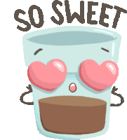 Chai With Popping Heart Eyes, Says "So Sweet". Sticker - Chai And Biscuit Chocholate Choco Drink Stickers