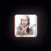 a blurred image of a person with a arrow pointing to their left