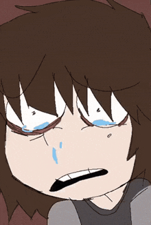 a cartoon of a person crying with tears running down their face