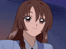 a cartoon girl is smiling and pointing her finger up