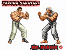 a video game character named takuma sakazaki is shown in action