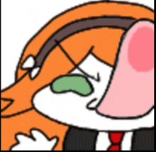 a cartoon character wearing headphones and a tie