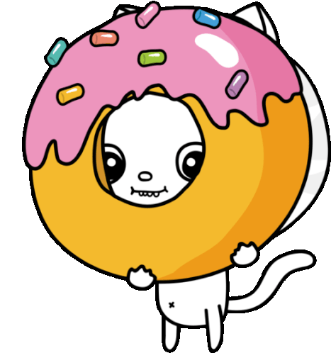 Toofio Peers Through A Donut Sticker - Toofiothe Cat Donut Breakfast Stickers