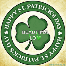 a happy st. patrick 's day greeting card with a shamrock
