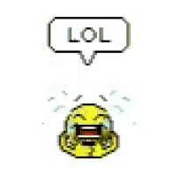 a pixel art smiley face with tears coming out of its eyes and a lol speech bubble .