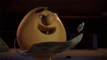 a cartoon character is holding a map and the word muah is above it
