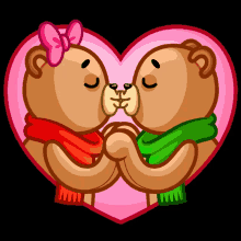 cute bear kiss in love couple