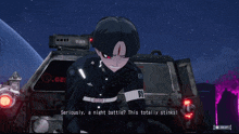 a screenshot of a video game shows a character saying but we 're dead if we lose here right ?