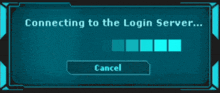 a computer screen says connecting to the login server
