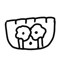 a black and white drawing of a mouth with two flowers on it