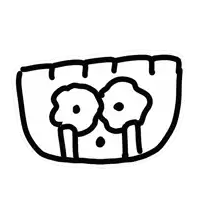 a black and white drawing of a mouth with two flowers on it
