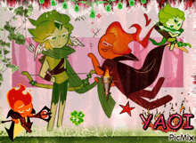 a group of cartoon characters with the word yaoi in the corner