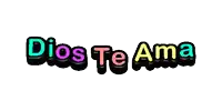 the word dios is written in a rainbow of colors on a white background .