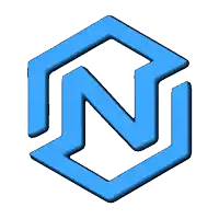 a blue hexagon with the letter n in the middle