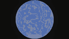 a blue sphere with a pattern of white clouds on it
