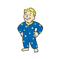 a cartoon of a boy in a blue pajamas with stars