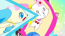 a cartoon of a dog and a rabbit with a star on their heads