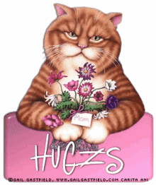mjh hugs cat flowers hugzs