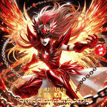 a poster for museum bola situs slot gacor 2021 shows a girl in a red armor