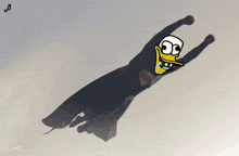 a cartoon drawing of a duck in a cape with the letter b on the bottom