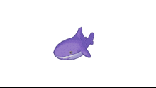 a purple shark with a white tail is swimming on a white background