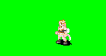 a pixel art drawing of a woman holding a sword against a green background