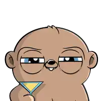 a cartoon sloth is holding a martini glass in his hand