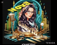 a woman with glasses and headphones is on the cover of a music album