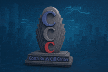 a sign for costa rica 's call center against a blue background