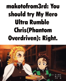 two anime characters are standing next to each other and the text says makoto from 3rd