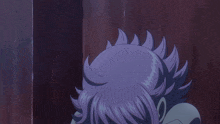 a girl with purple hair has a tear running down her face