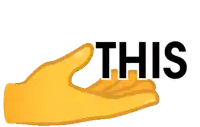 a yellow hand giving a thumbs up with the word this behind it