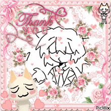 a thank you card with a picture of a cat