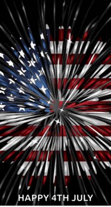 a happy 4th of july greeting card with an american flag and fireworks