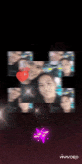 a collage of pictures of a man and a woman with a red heart in the middle