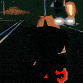 a pixel art of a person walking across a street