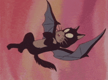 a cat with bat wings is flying in the air