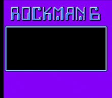 a purple background with the word rockman 6 in blue letters