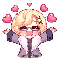 a cartoon of a girl with hearts around her