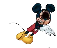a cartoon of mickey mouse covering his mouth with his hands