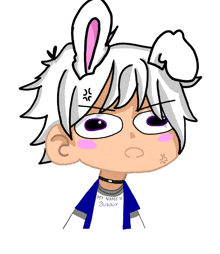 a drawing of a boy with bunny ears wearing a shirt that says my name is bunny