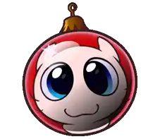 a cartoon drawing of a cat in a red ball